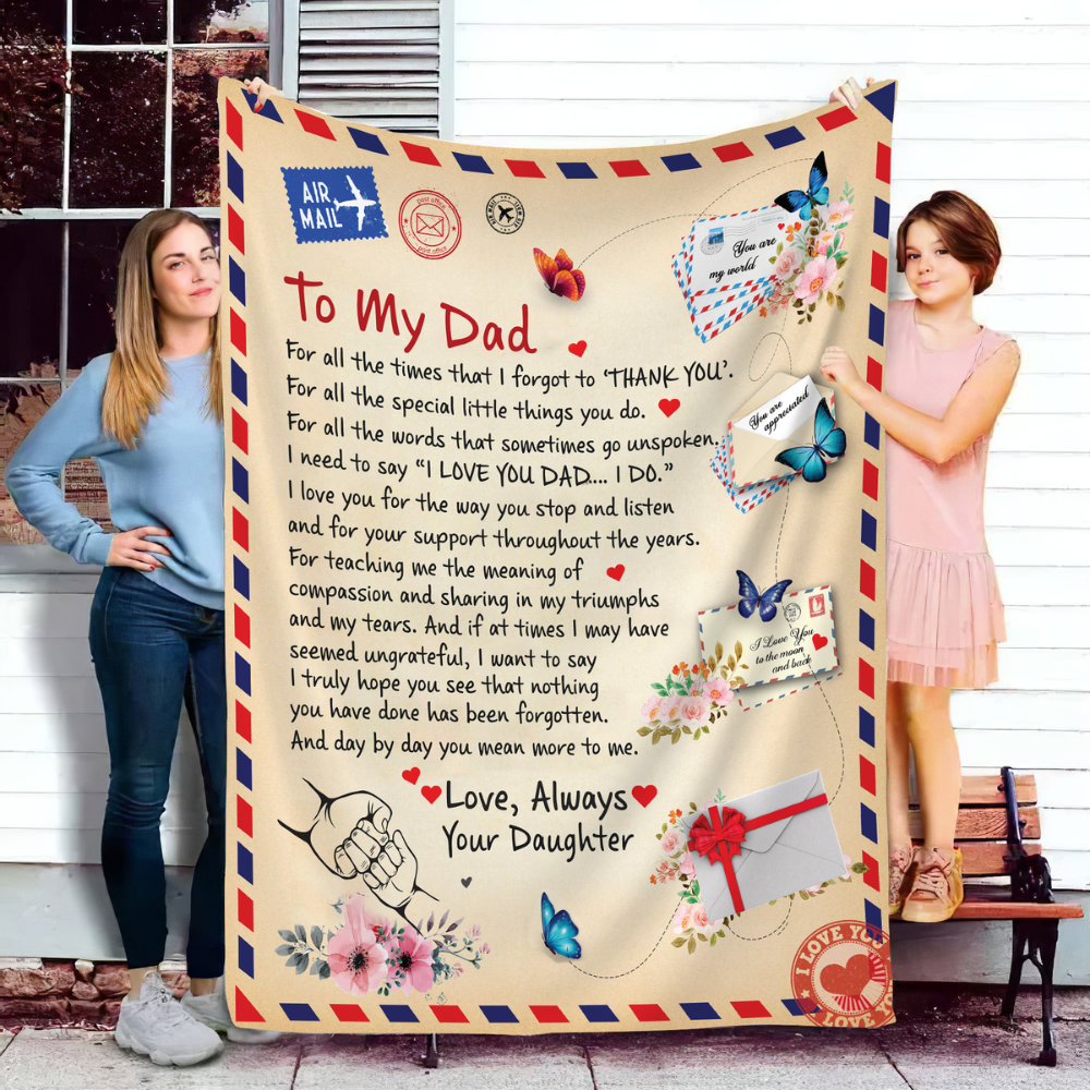 To Dad - Giant Post Card Blanket From Daughter