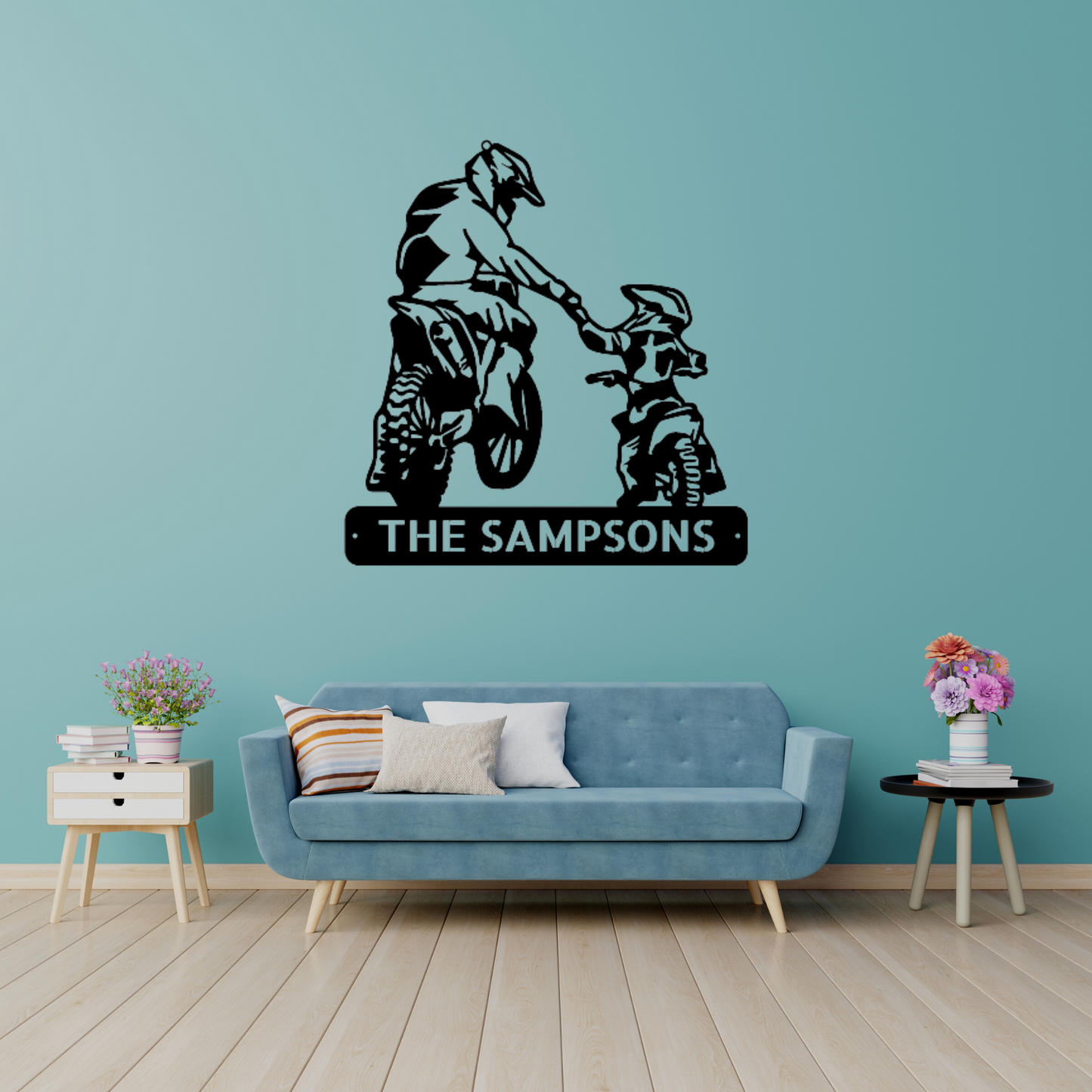 Father and Son Motorcross Monogram - Steel Sign, Personalized Metal Wall Decor, Family Name Sign, Metal Signs, Metal Decorative Sign