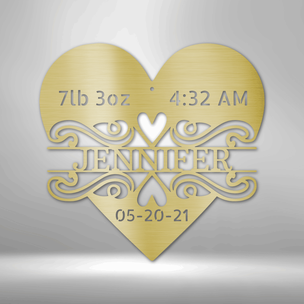 Newborn Love Monogram - Steel Sign, Personalized Metal Wall Decor, House Decor, Wall Art, Metal Signs, Metal Decorative Sign, Indoor Sign