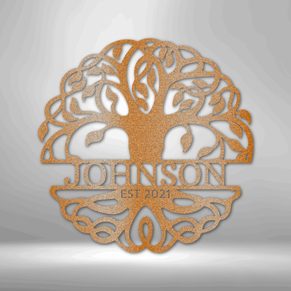 Fancy Tree of Life Monogram - Steel Sign, Personalized Metal Wall Decor, Family Name Sign, Metal Decorative Sign, Monogram Wall Art