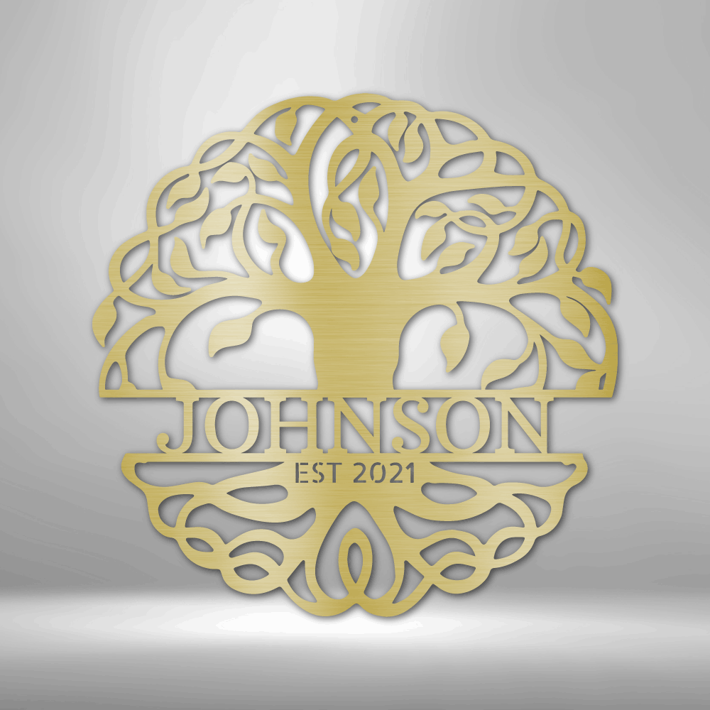 Fancy Tree of Life Monogram - Steel Sign, Personalized Metal Wall Decor, Family Name Sign, Metal Decorative Sign, Monogram Wall Art