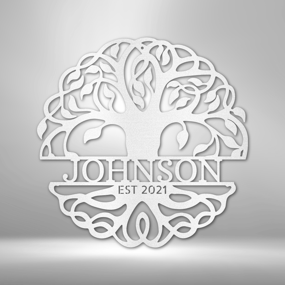 Fancy Tree of Life Monogram - Steel Sign, Personalized Metal Wall Decor, Family Name Sign, Metal Decorative Sign, Monogram Wall Art