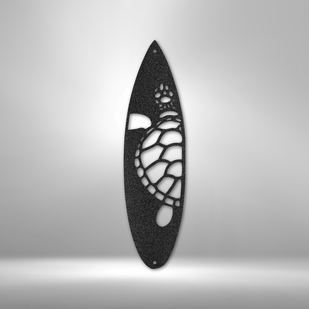 Surf Board Turtle - Steel Sign, Wall Art, Outdoor Signs, Metal Signs, Metal Decorative Sign, Metal Monogram, Door Hanger, Monogram Wall Art