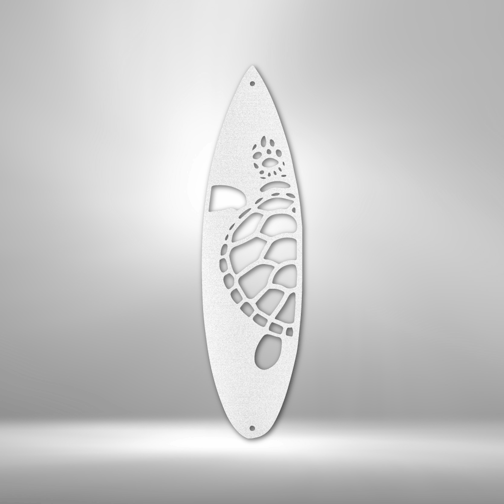 Surf Board Turtle - Steel Sign, Wall Art, Outdoor Signs, Metal Signs, Metal Decorative Sign, Metal Monogram, Door Hanger, Monogram Wall Art