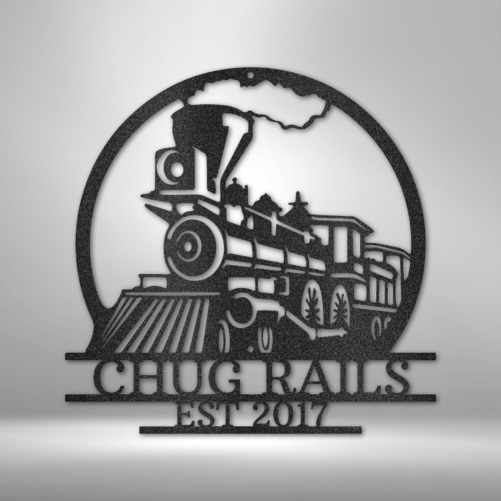 Old Fashion Train Monogram - Steel Sign, Personalized Metal Wall Decor, Metal Signs, Metal Decorative Sign, Door Hanger, Monogram Wall Art