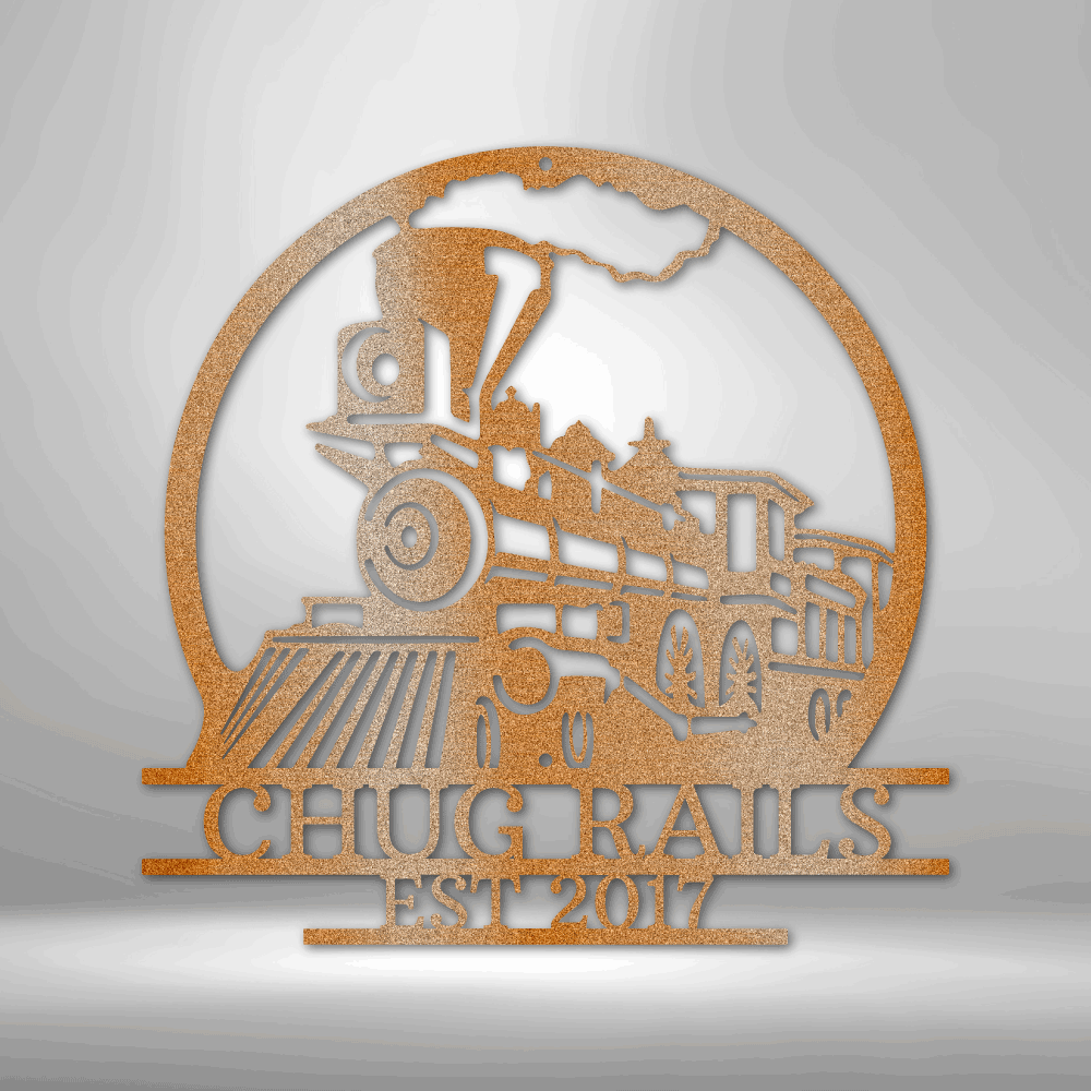 Old Fashion Train Monogram - Steel Sign, Personalized Metal Wall Decor, Metal Signs, Metal Decorative Sign, Door Hanger, Monogram Wall Art