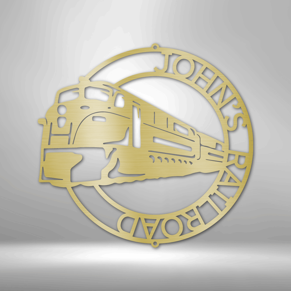 Modern Train Ring Monogram - Steel Sign, Business Metal Signs Personalized, Metal Decorative Sign, Monogram Wall Art, Metal Signs