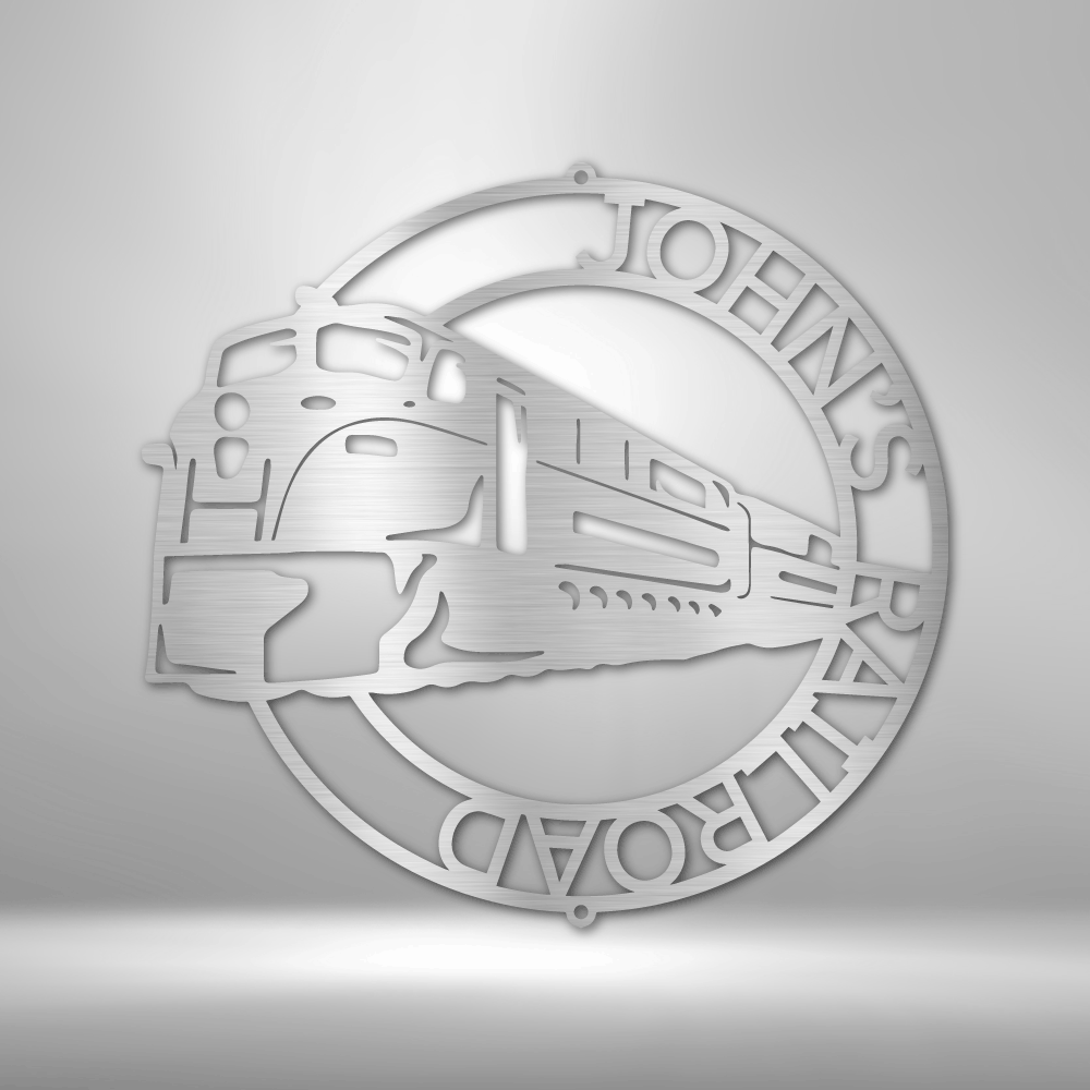 Modern Train Ring Monogram - Steel Sign, Business Metal Signs Personalized, Metal Decorative Sign, Monogram Wall Art, Metal Signs