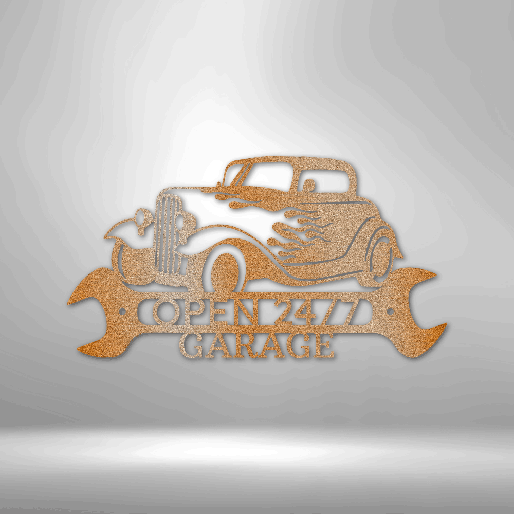 Hot Rod Shop Monogram - Steel Sign, Metal Signs, Metal Decorative Sign, Indoor Sign, Business Metal Signs Personalized, Door Hanger