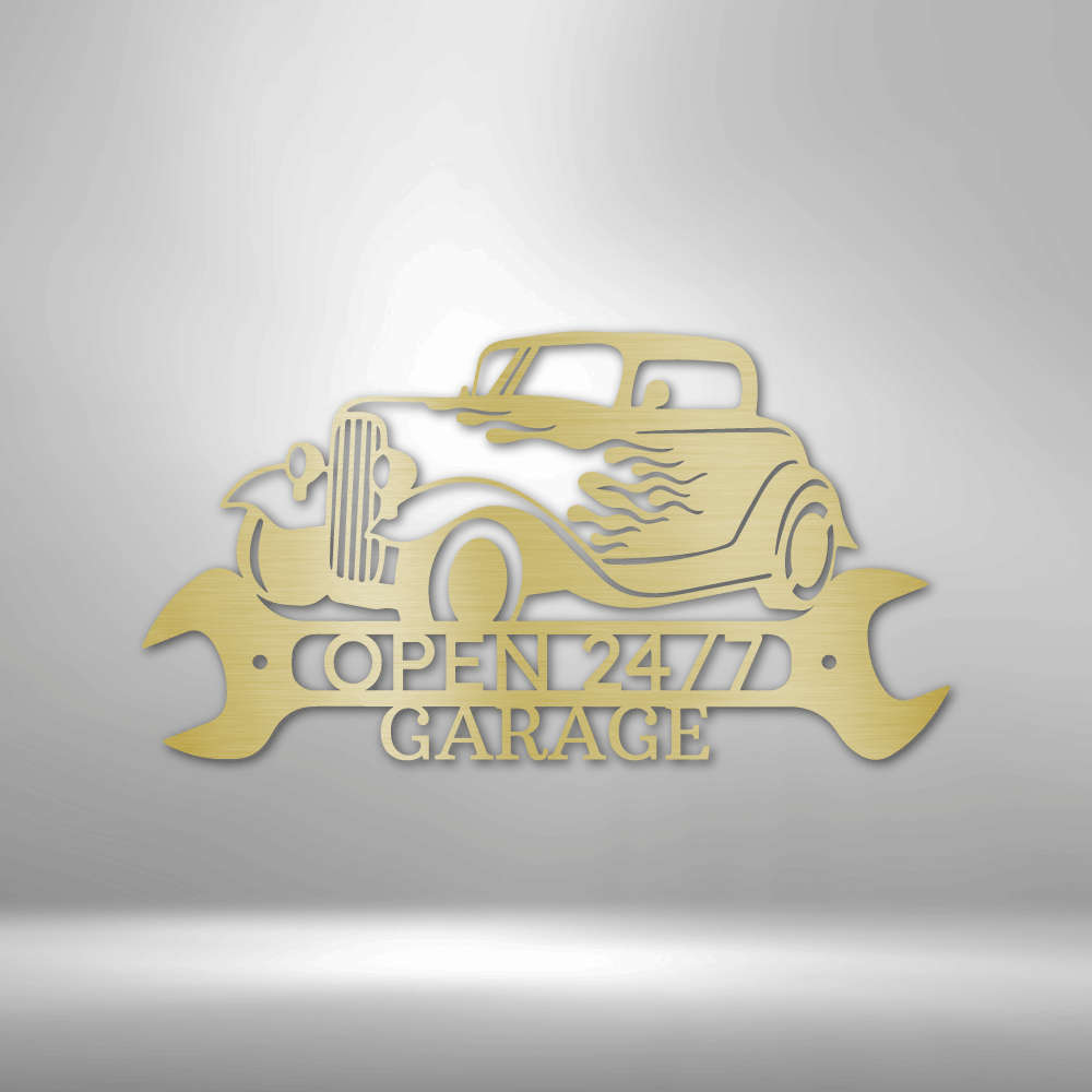 Hot Rod Shop Monogram - Steel Sign, Metal Signs, Metal Decorative Sign, Indoor Sign, Business Metal Signs Personalized, Door Hanger