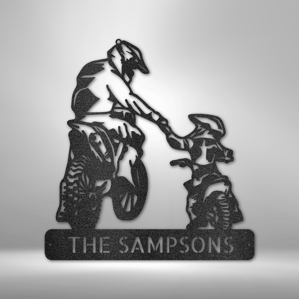 Father and Son Motorcross Monogram - Steel Sign, Personalized Metal Wall Decor, Family Name Sign, Metal Signs, Metal Decorative Sign