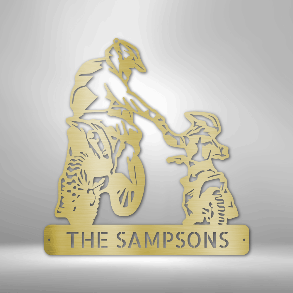 Father and Son Motorcross Monogram - Steel Sign, Personalized Metal Wall Decor, Family Name Sign, Metal Signs, Metal Decorative Sign