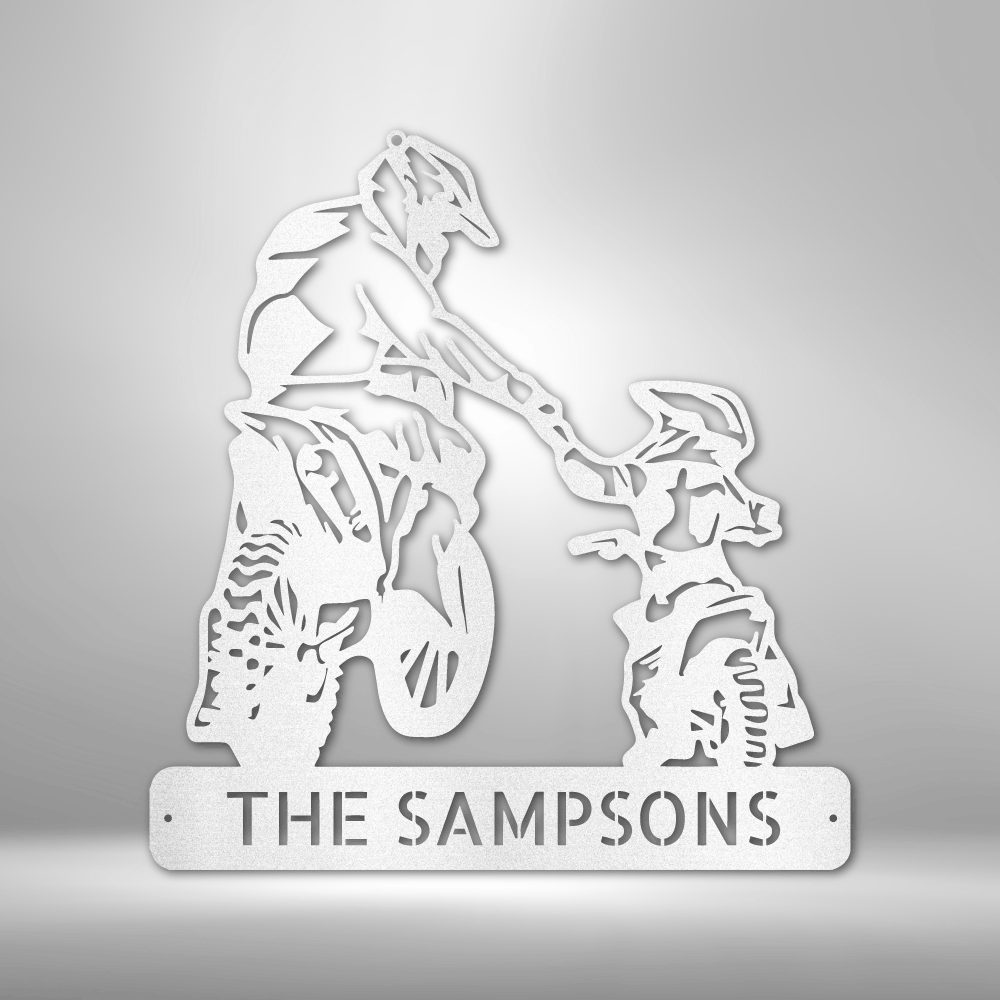Father and Son Motorcross Monogram - Steel Sign, Personalized Metal Wall Decor, Family Name Sign, Metal Signs, Metal Decorative Sign