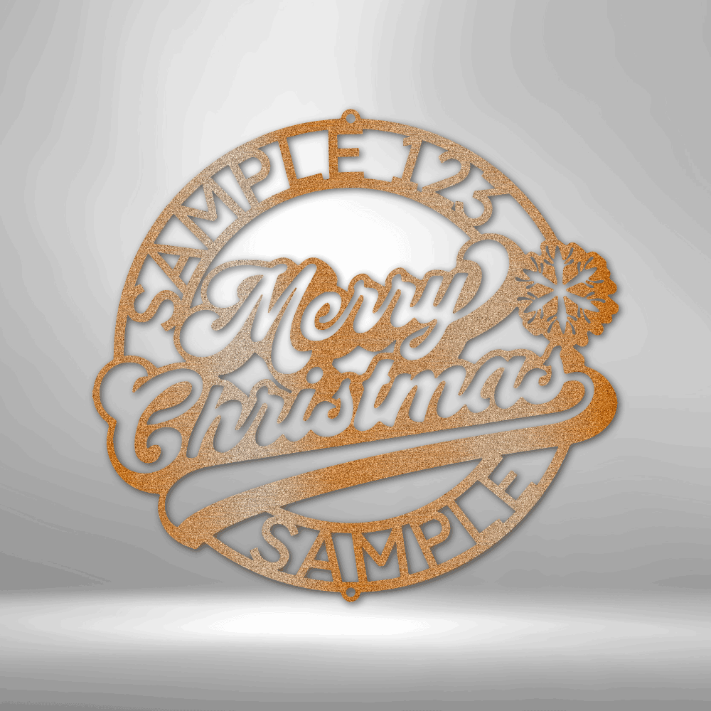 Christmas Ring Monogram - Steel Sign, Merry Christmas Metal Decorative Sign, Door Hanger, Outdoor Metal Sign, Dining Room Wall Decor