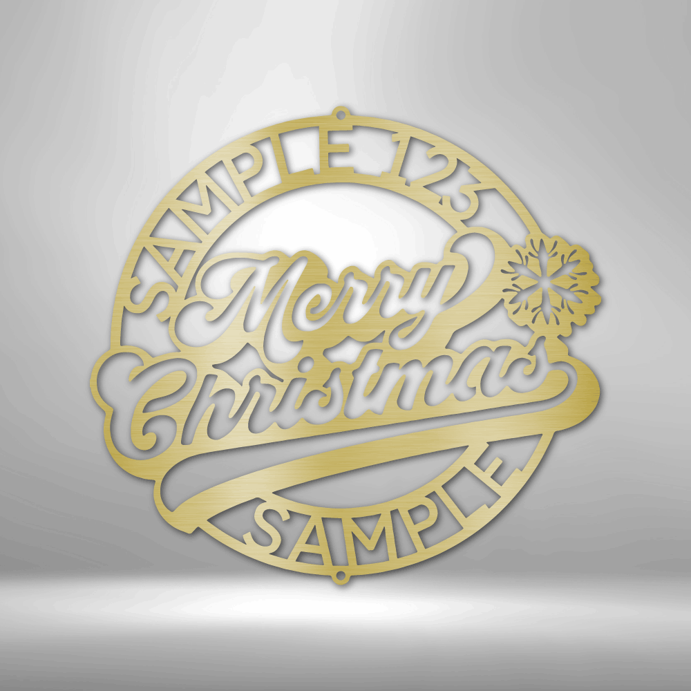 Christmas Ring Monogram - Steel Sign, Merry Christmas Metal Decorative Sign, Door Hanger, Outdoor Metal Sign, Dining Room Wall Decor