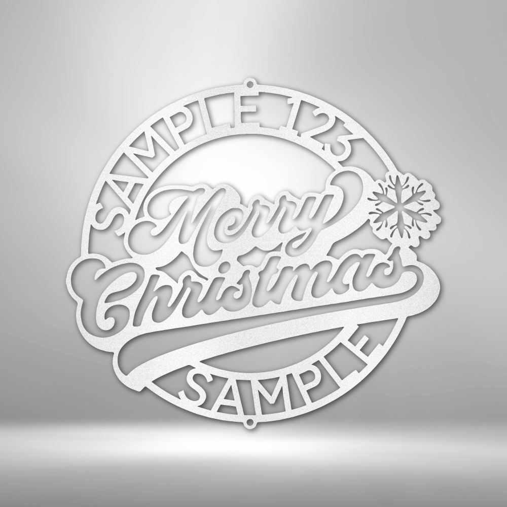 Christmas Ring Monogram - Steel Sign, Merry Christmas Metal Decorative Sign, Door Hanger, Outdoor Metal Sign, Dining Room Wall Decor