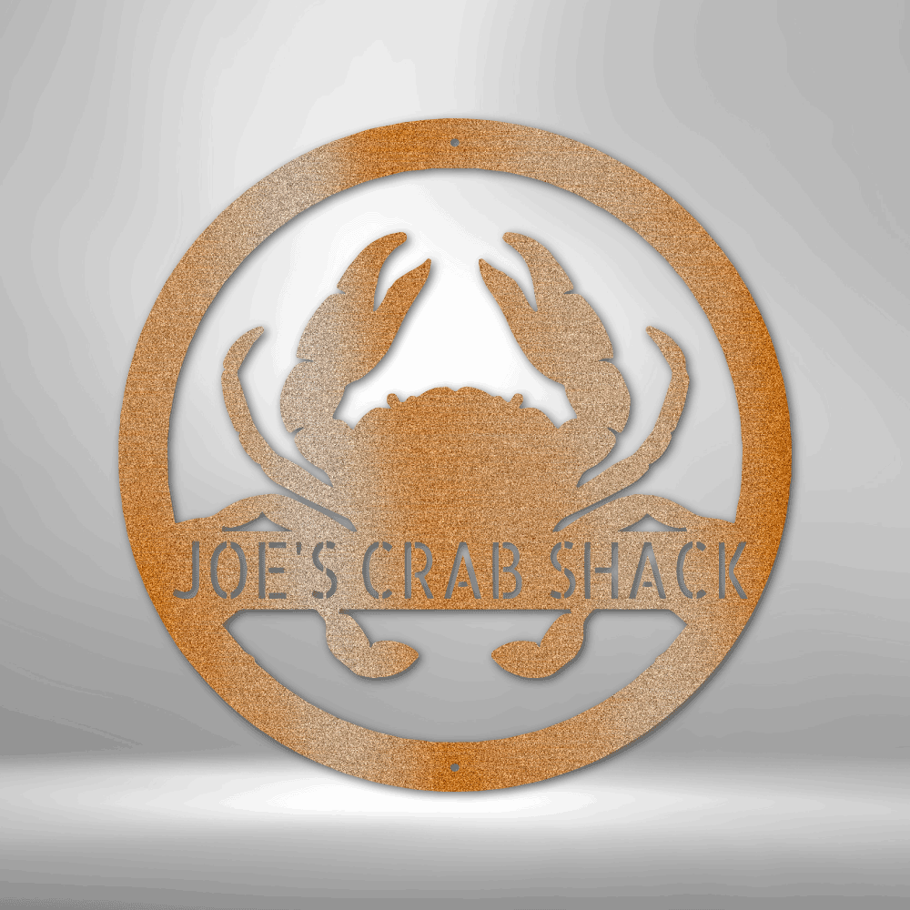 Crab Monogram - Steel Sign, Personalized Metal Wall Decor, Metal Signs, Indoor Sign, Metal Monogram, Business Metal Signs Personalized