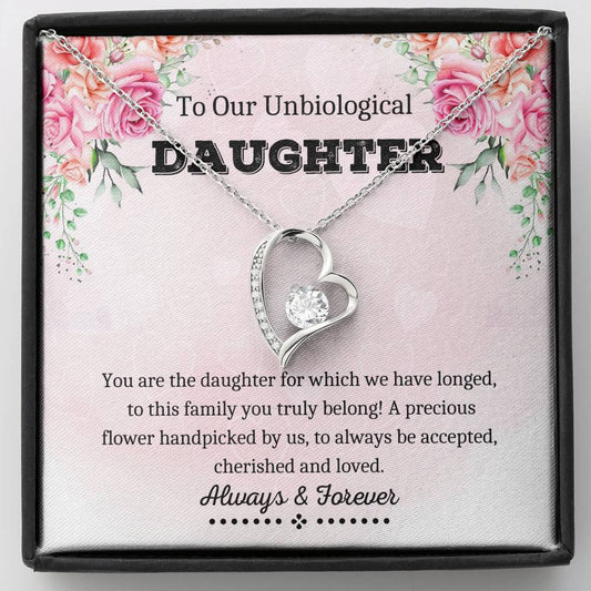 Unbiological  Daughter Gift - Forever Love Necklace Daughter-In-Law Gift, Step Daughter Gift, Bonus Daughter,  Daughter Gift, Father Mom Daughter Gift
