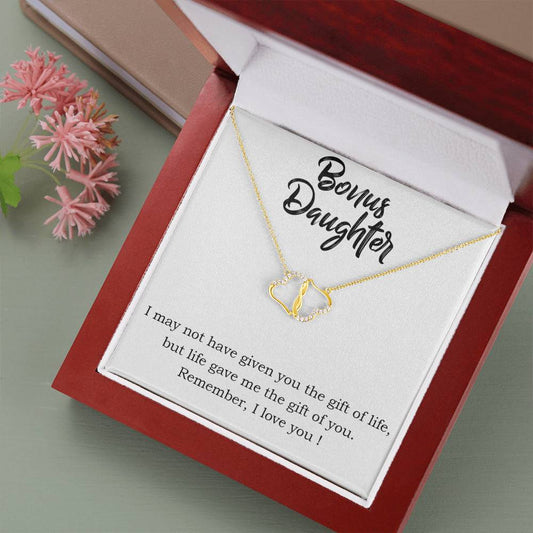 Bonus Daughter - Everlasting Love Necklace Necklace with Card, Step Daughter Gift, Adoptive Daughter Gift Necklace, Bonus Daughter Jewelry Gifts