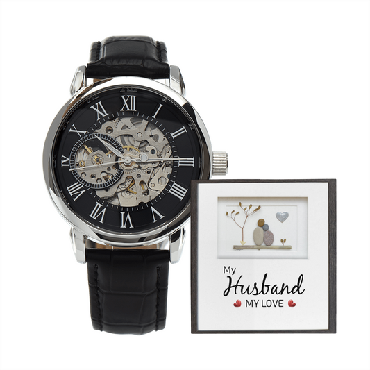 Husband - My Love - Birthday, Anniversary, Father's Day, Openwork Watch for Men, Male Gift