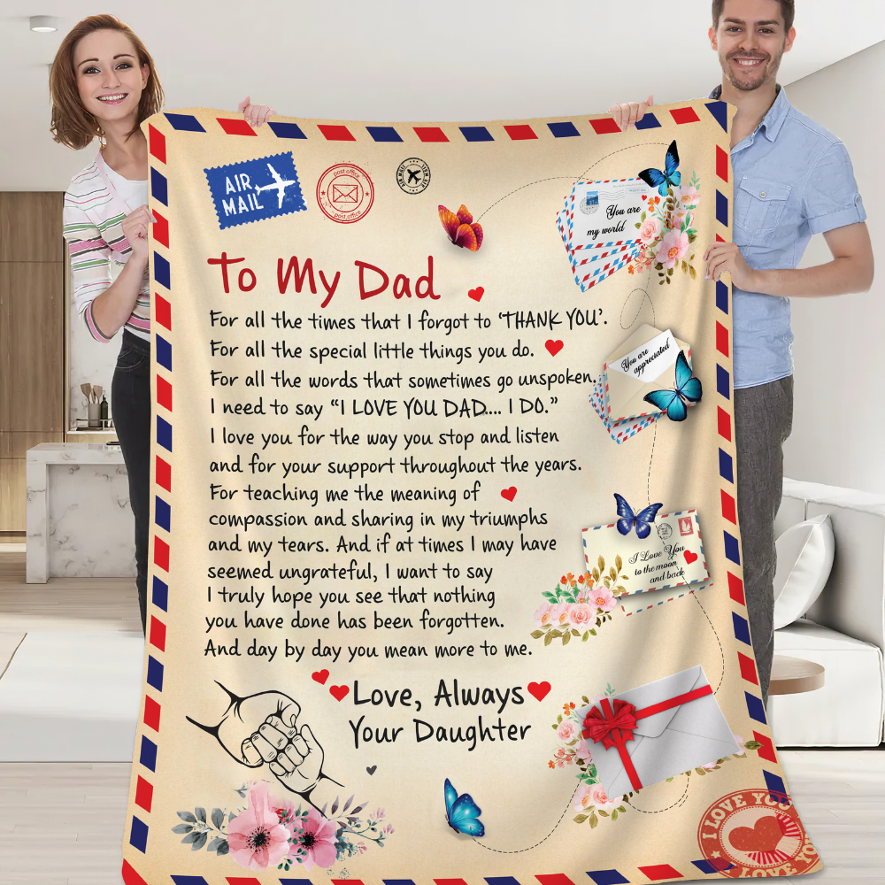 To Dad - Giant Post Card Blanket From Daughter