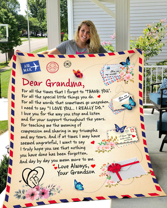 Grandma - Post Card Blanket - From Grandson