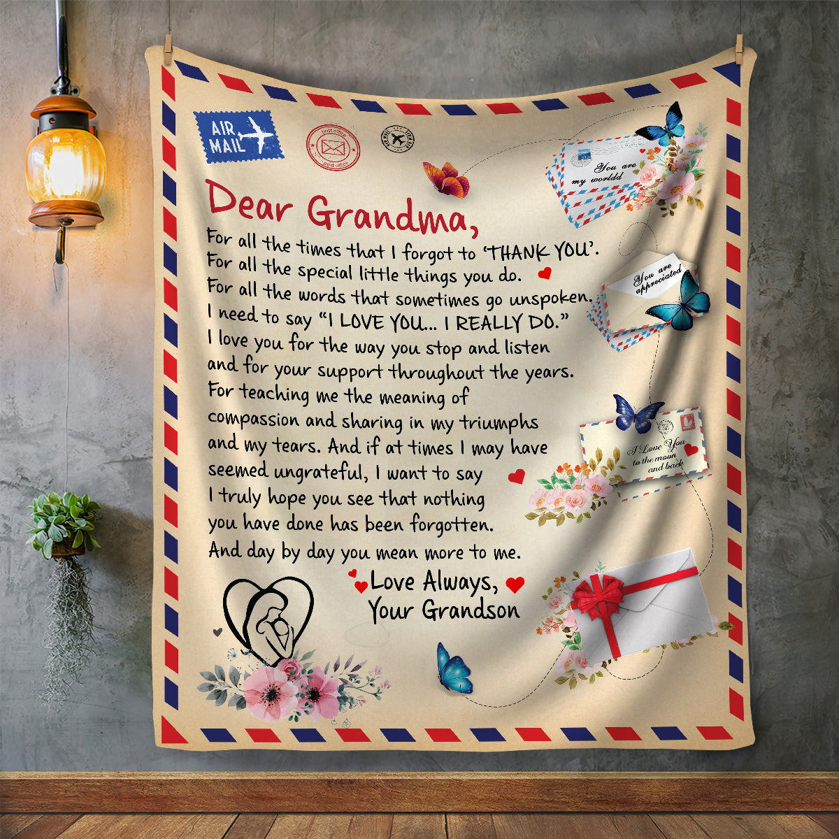 Grandma - Post Card Blanket - From Grandson