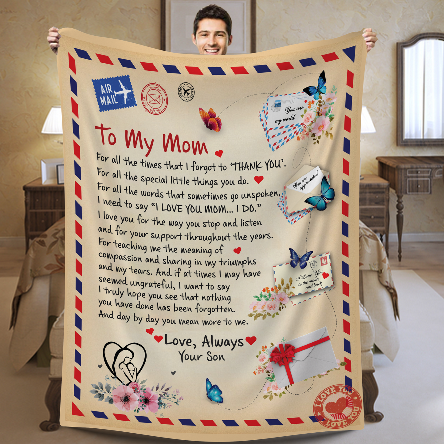 Mom - Giant Post Card Blanket - From Son cc1