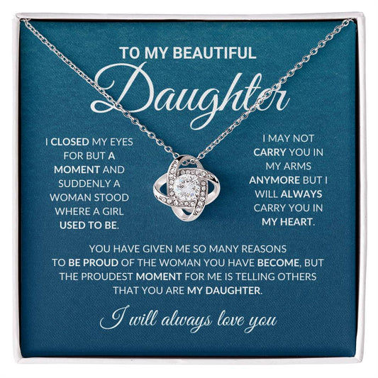 To My Beautiful Daughter - Love Knot Necklace