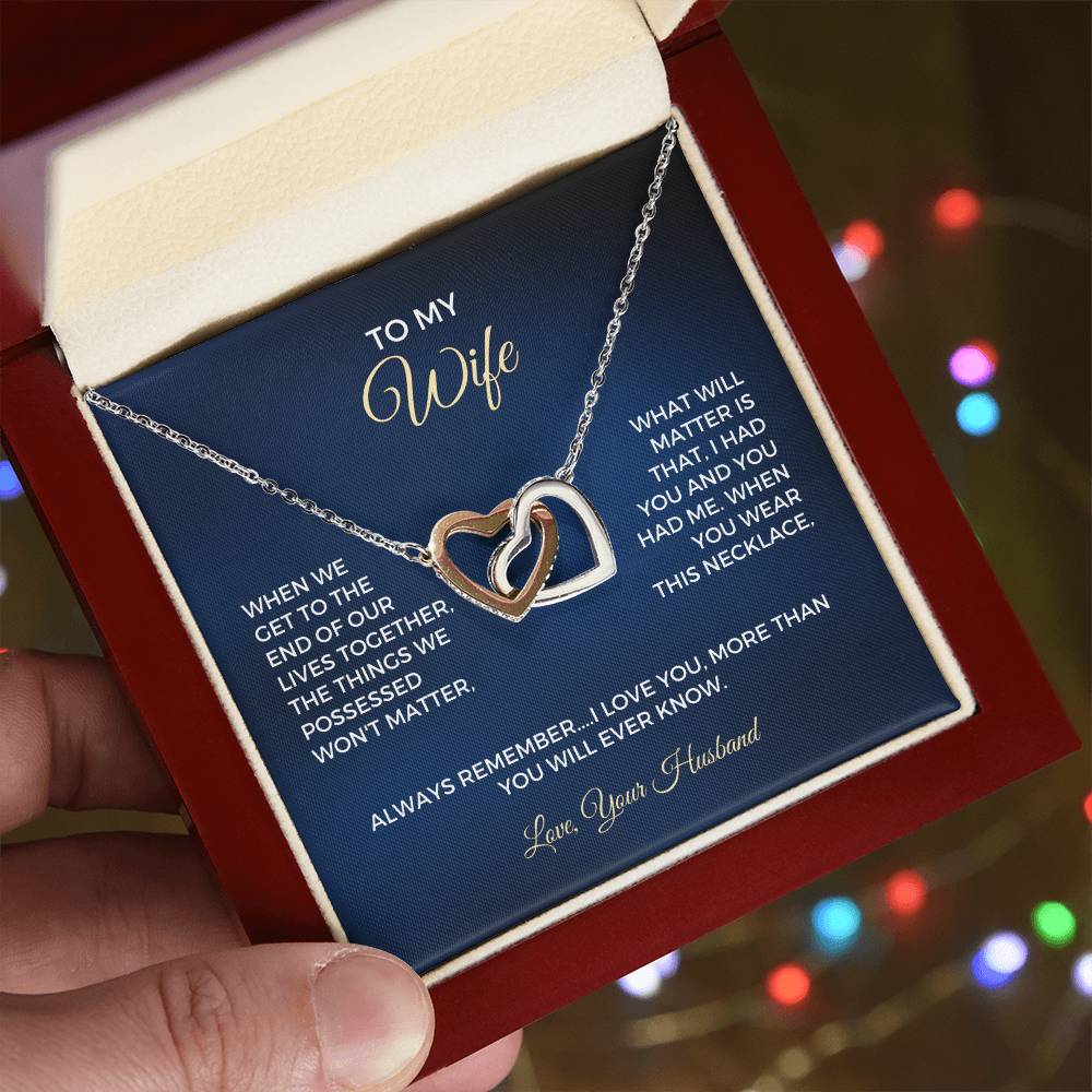 To My Wife - Interlocking Hearts Necklace