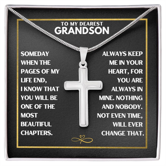 To My Dearest Grandson - Cross Necklace