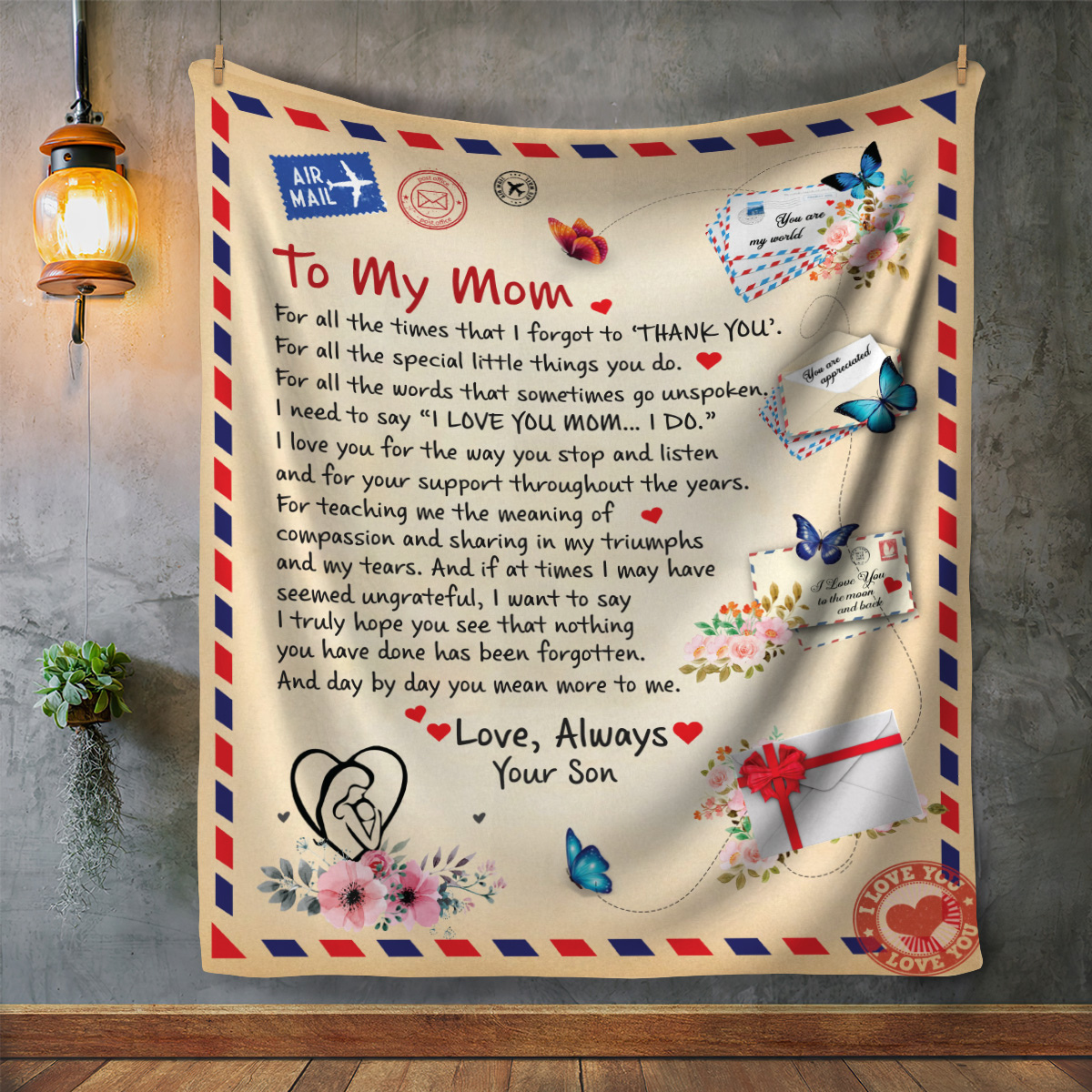 Mom - Giant Post Card Blanket - From Son cc1