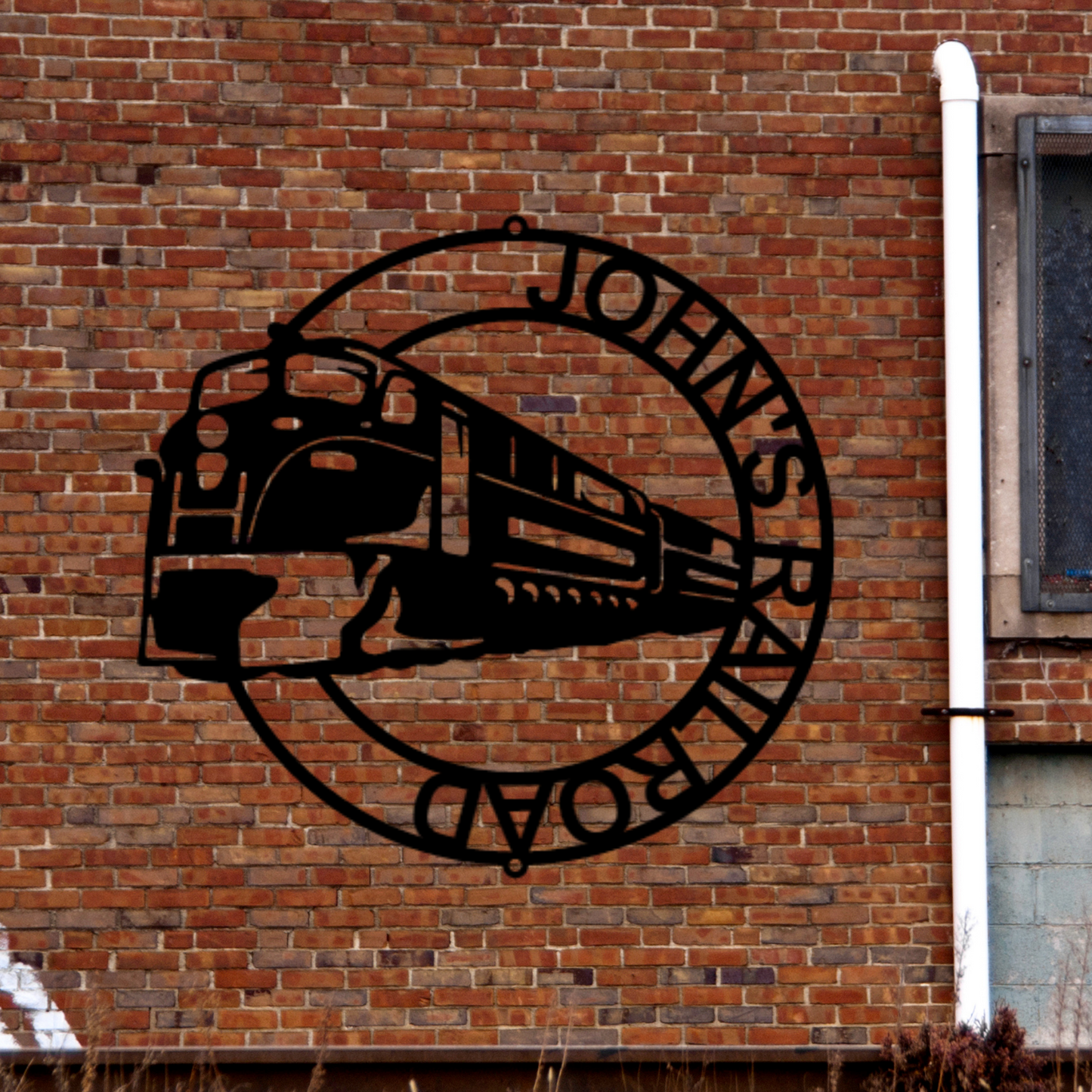 Modern Train Ring Monogram - Steel Sign, Business Metal Signs Personalized, Metal Decorative Sign, Monogram Wall Art, Metal Signs