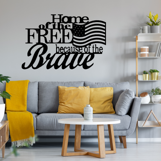 Home of the Free - Steel Sign, Personalized Metal Wall Decor, Family Name Sign, Metal Signs, Metal Decorative Sign, Monogram Wall Art