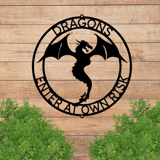 Dragon Ring Monogram - Steel Sign, House Decor, Wall Art, Outdoor Signs, Metal Signs, Metal Decorative Sign, Indoor Sign, Metal Monogram