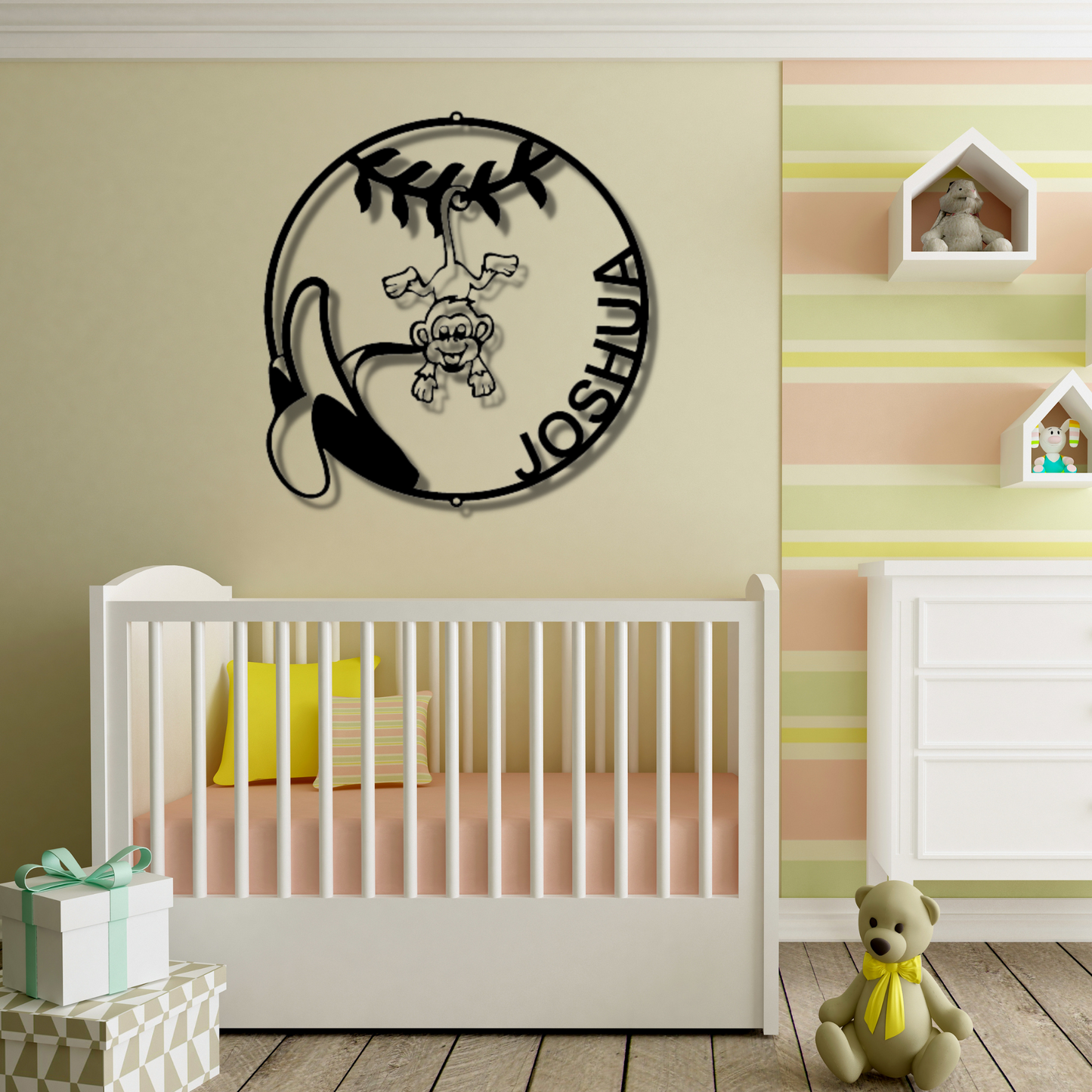 Our Little Monkey Monogram - Steel Sign, Personalized Metal Wall Decor, House Decor, Wall Art, Metal Signs, Metal Decorative Sign