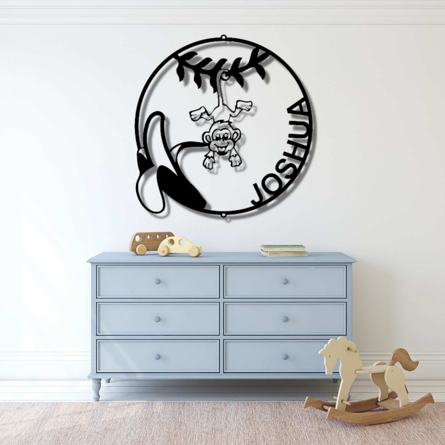 Our Little Monkey Monogram - Steel Sign, Personalized Metal Wall Decor, House Decor, Wall Art, Metal Signs, Metal Decorative Sign
