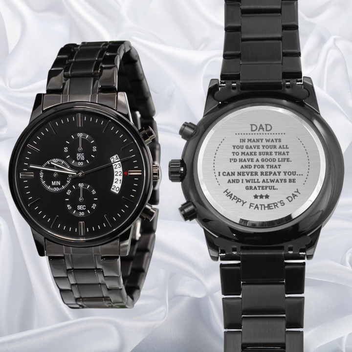 Father - Always Grateful, Stainless Steel Watch, Father's Day Gift, Gift For Fathers day, Bonus Dad Gift, Gift Ideas, Birthday, Engraved Gift, Watches For Men