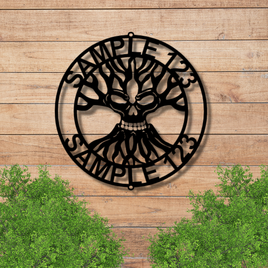 Skull Family Tree Monogram - Steel Sign, Personalized Metal Wall Decor, House Decor, Wall Art, Outdoor Signs, Metal Signs