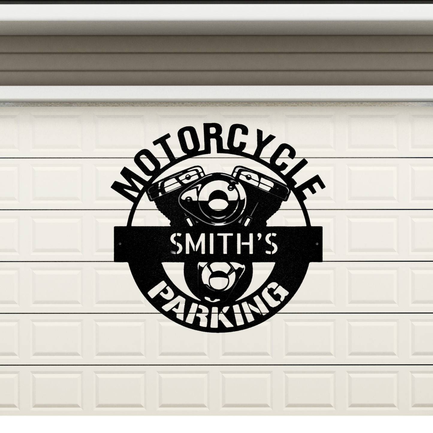 Motorcycle Parking Monogram - Steel Sign, House Decor, Wall Art, Outdoor Signs, Metal Signs, Metal Decorative Sign, Door Hanger, Monogram Wall Art