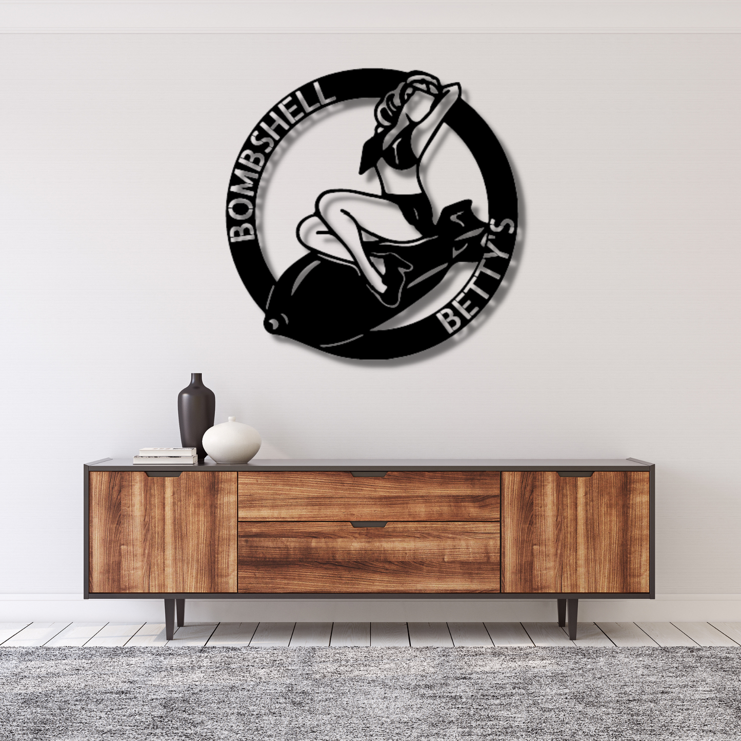 Bomber Lady - Steel Sign, Personalized Metal Wall Decor, House Decor, Wall Art, Metal Signs, Metal Decorative Sign, Indoor Sign