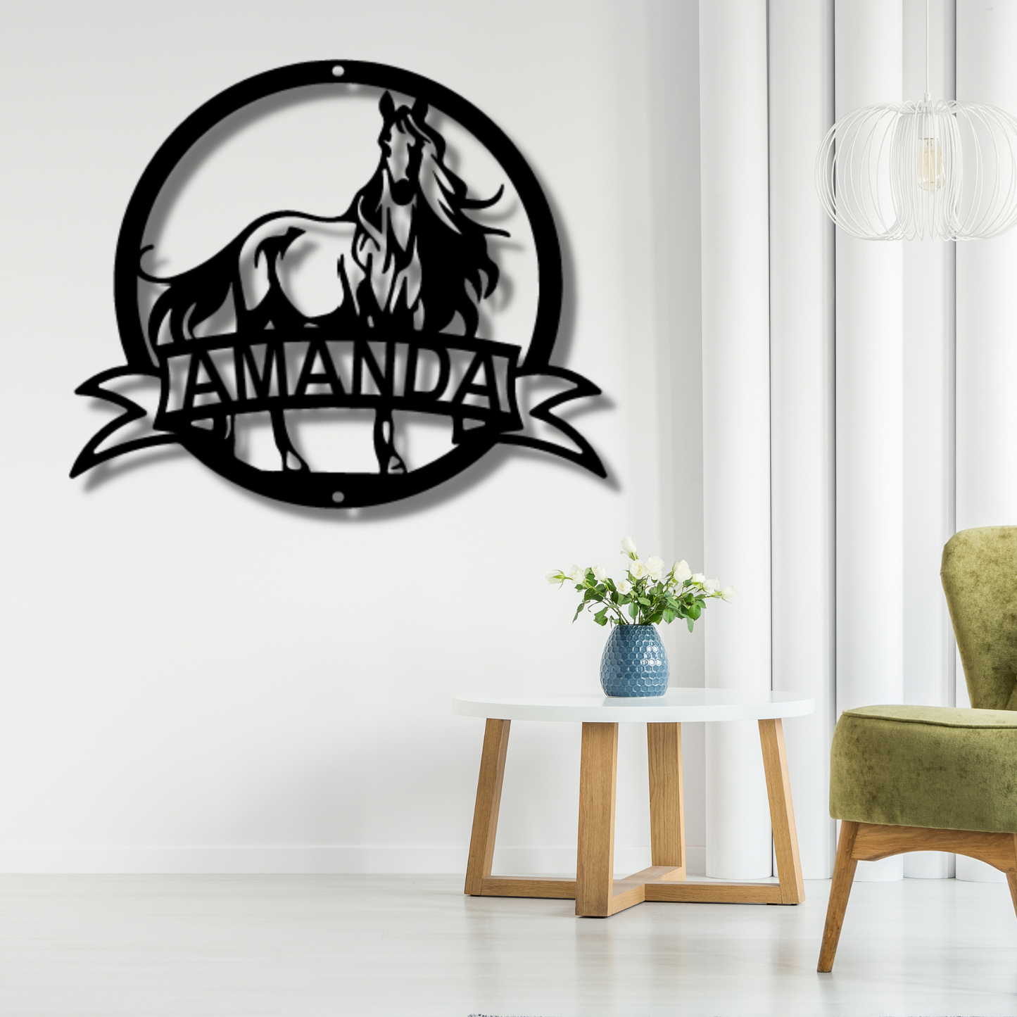 Majestic Horse Monogram - Steel Sign, Wall Signs For Living Room, Door Hanger, Monogram Wall Art, Personalized Metal Wall Decor, House Decor