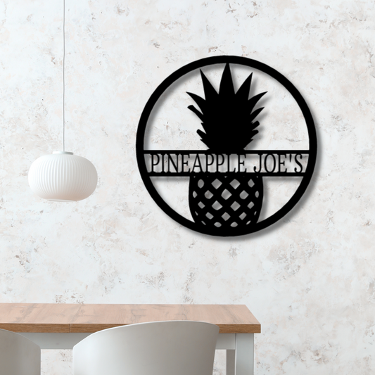 Pineapple Monogram - Steel Sign, Business Metal Signs Personalized, Metal Monogram, Door Hanger, Monogram Wall Art, Metal Wall Decor