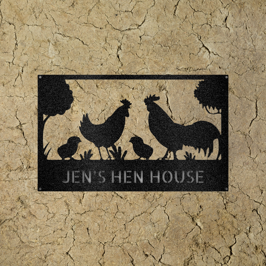 Hen House Monogram - Steel Sign, House Decor, Wall Art, Metal Signs, Metal Decorative Sign, Metal Monogram, Dining Room Wall Decor