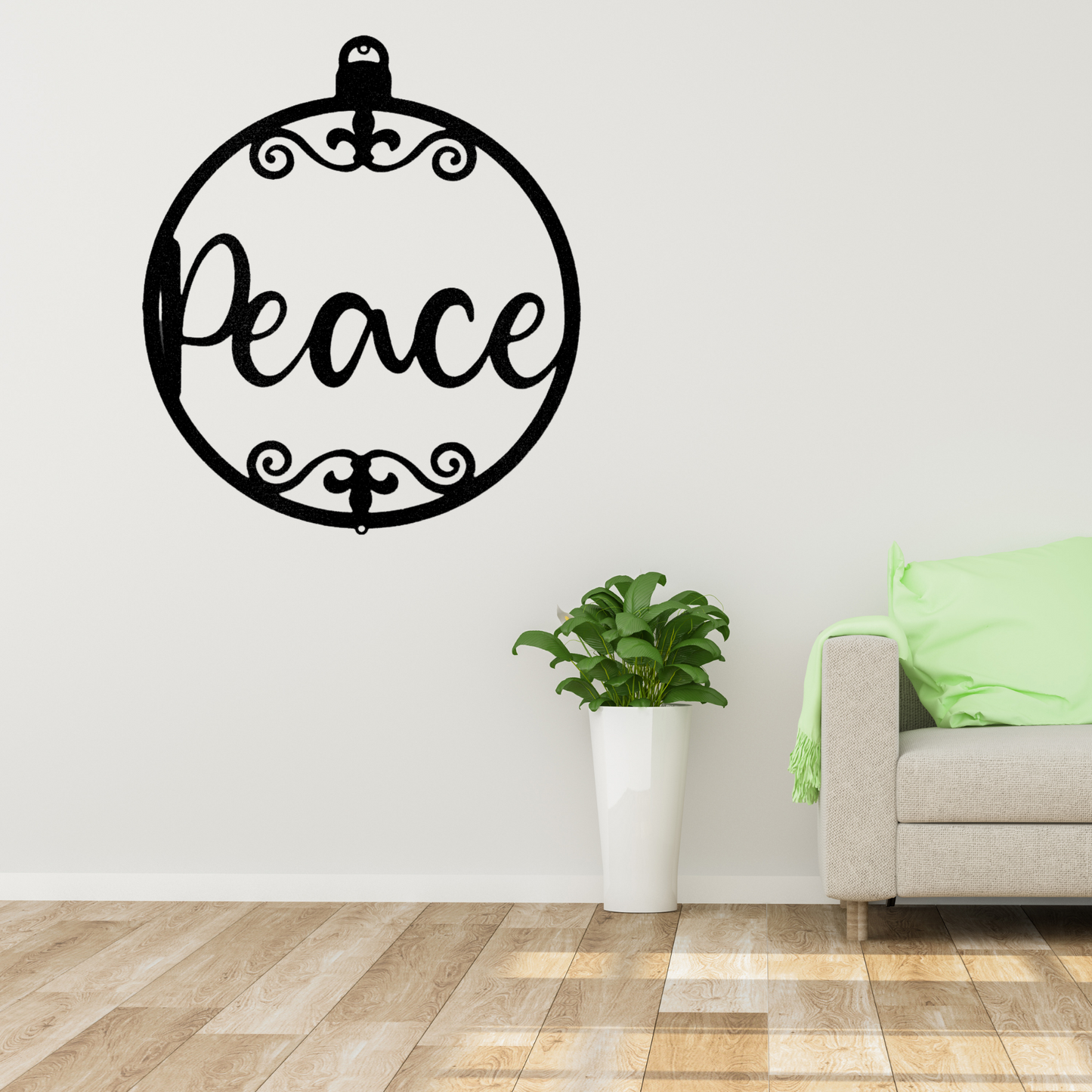 Peace Ornament - Steel Sign, Metal Monogram, House Decor, Wall Art, Metal Signs, Metal Decorative Signs, Monogram Wall Art, Door Hanger