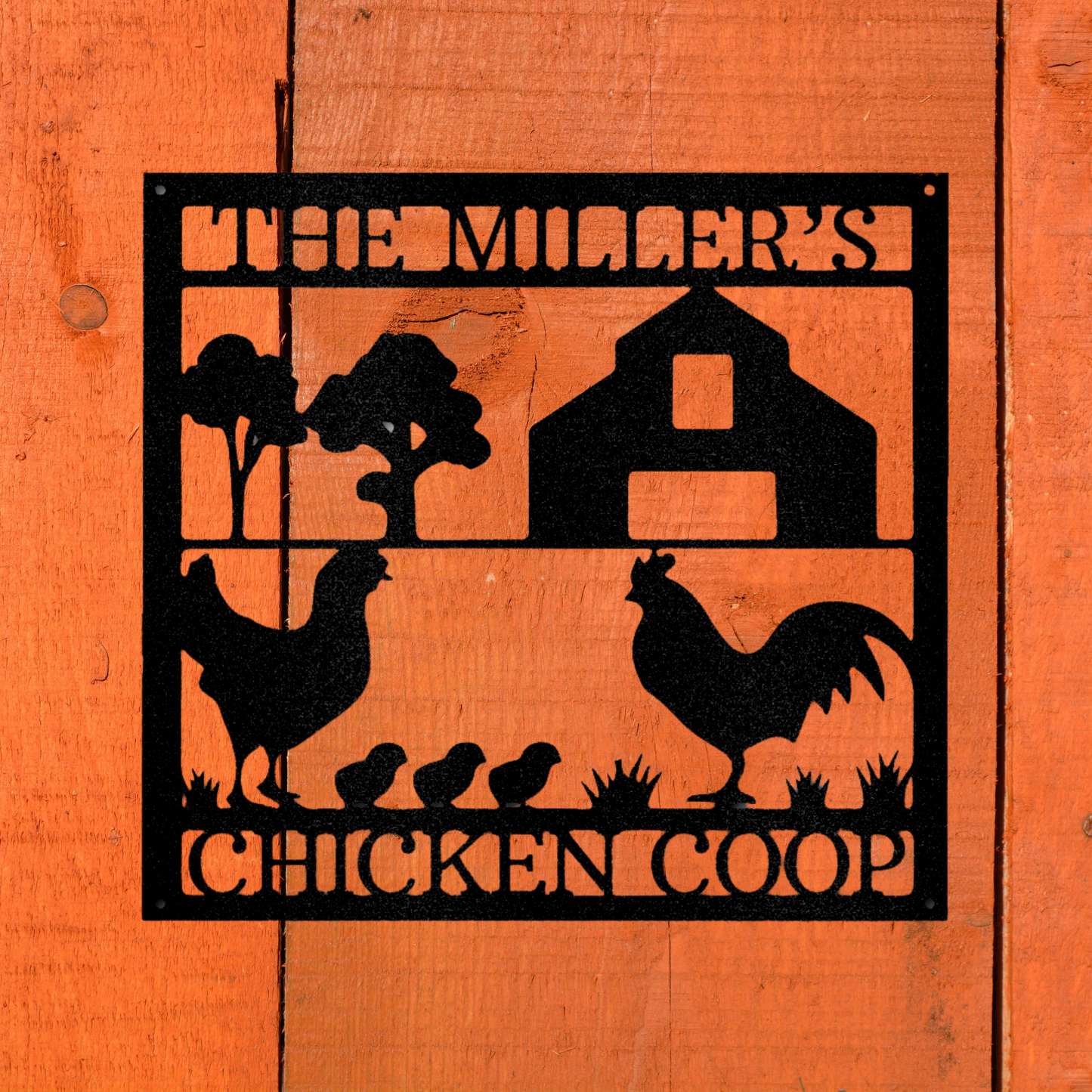 Chicken Coop Monogram - Steel Sign, House Decor, Wall Art, Outdoor Signs, Metal Signs, Metal Decorative Sign, Monogram Wall Art, Door Hanger