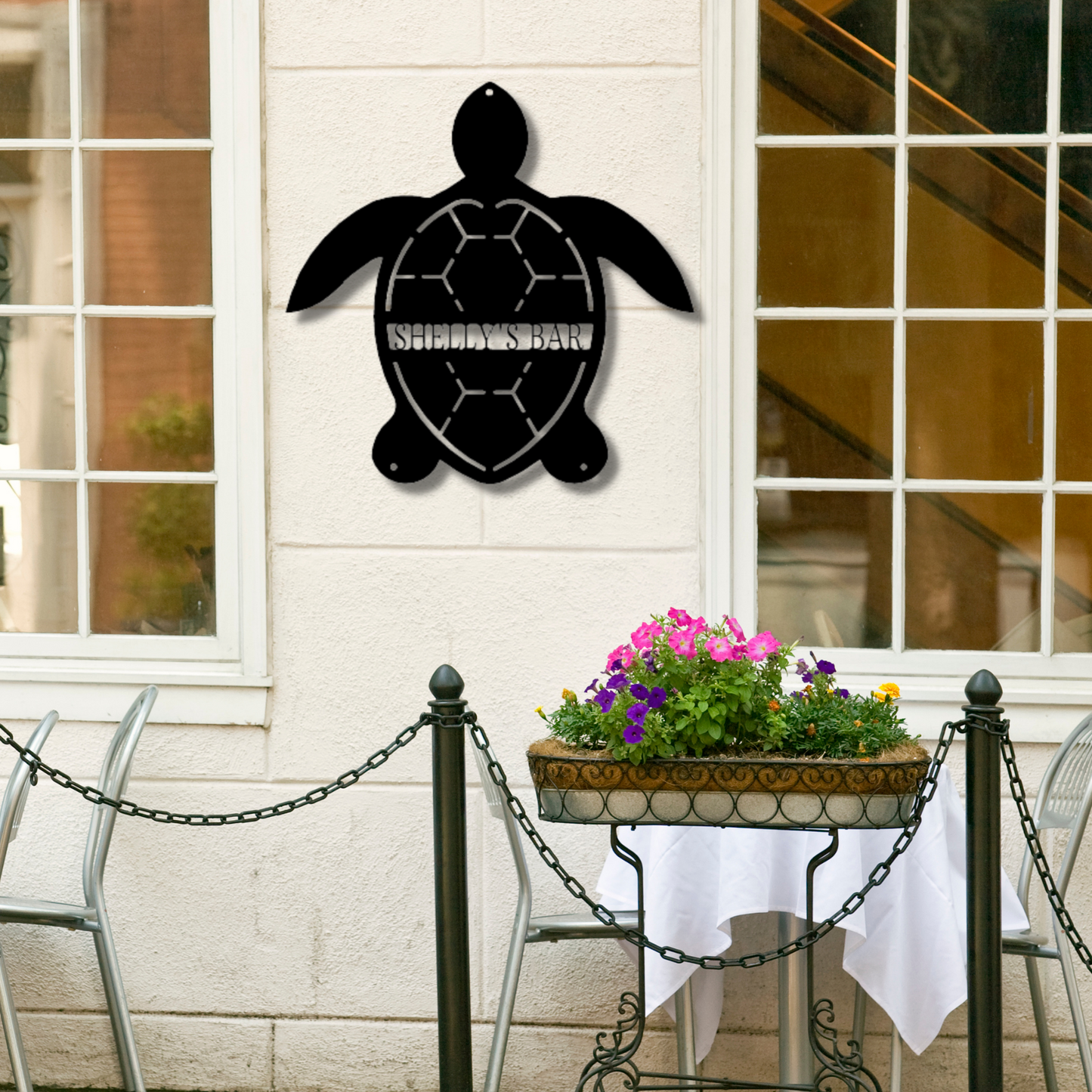Turtle Monogram - Steel Sign, Business Metal Signs Personalized, Metal Monogram, Door Hanger, Monogram Wall Art, Metal Wall Decor