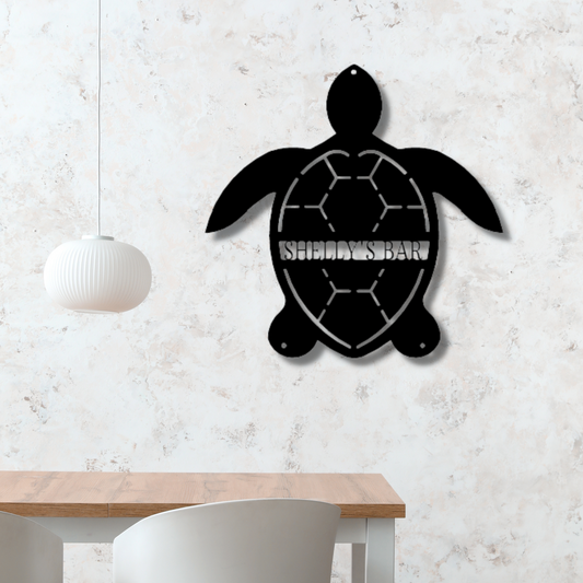 Turtle Monogram - Steel Sign, Business Metal Signs Personalized, Metal Monogram, Door Hanger, Monogram Wall Art, Metal Wall Decor