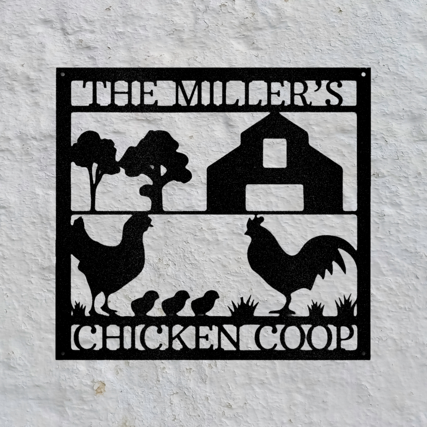 Chicken Coop Monogram - Steel Sign, House Decor, Wall Art, Outdoor Signs, Metal Signs, Metal Decorative Sign, Monogram Wall Art, Door Hanger