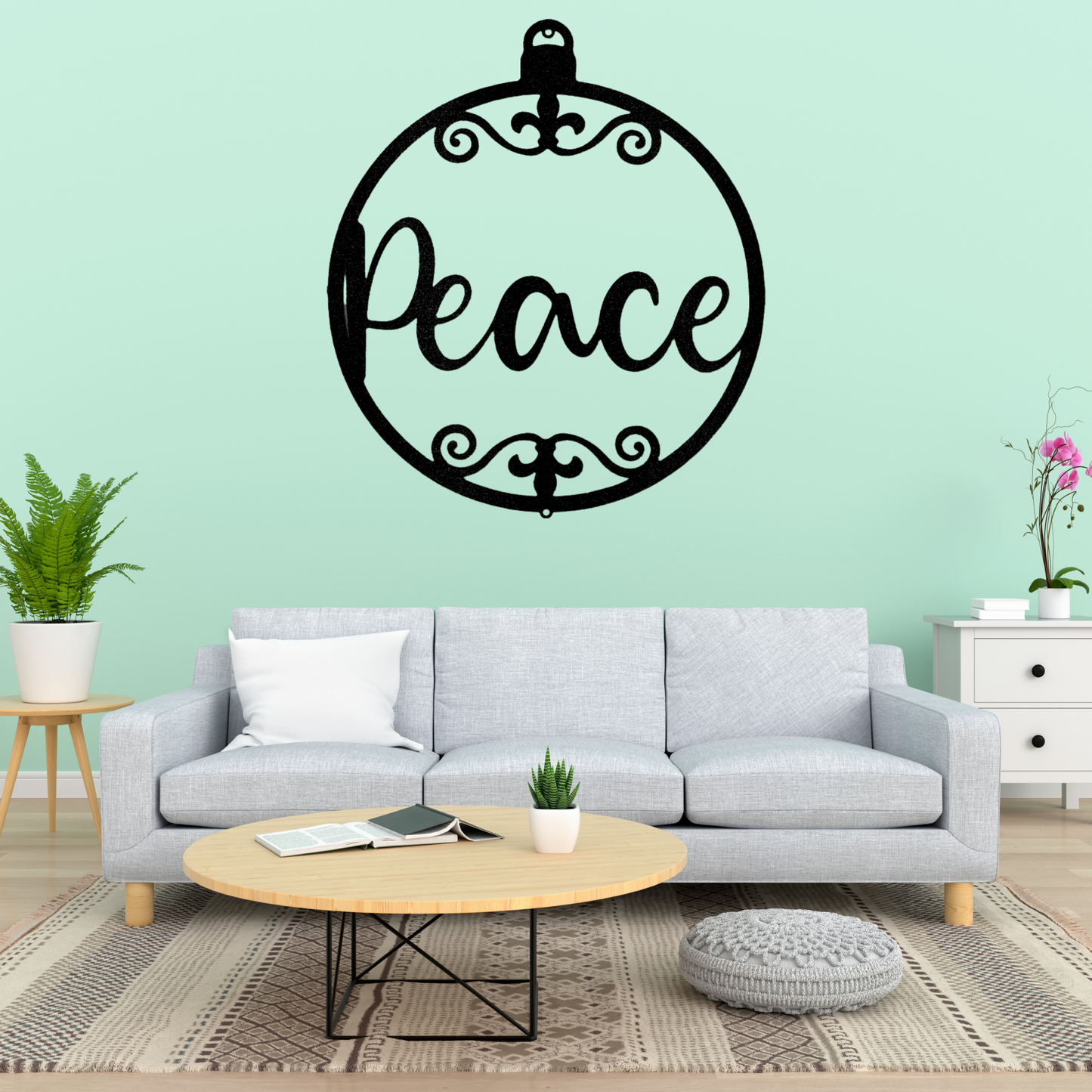 Peace Ornament - Steel Sign, Metal Monogram, House Decor, Wall Art, Metal Signs, Metal Decorative Signs, Monogram Wall Art, Door Hanger